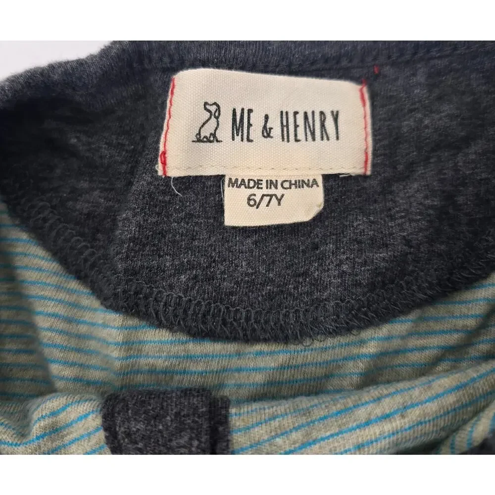 Me‎ & Henry  Green Boys Henley Long Sleeve Tee Size: 6/7Y